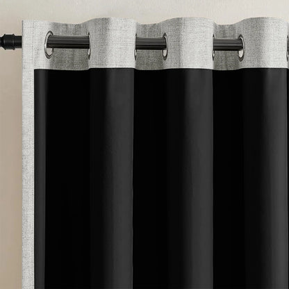 HAVENLUX - Set da 2 tende oscuranti in lino tinta unita con nastro arricciatore per soggiorno e camera da letto