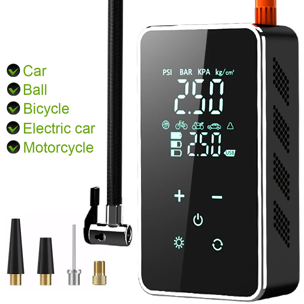Wireless Air Pump with Touchscreen - Portable air pump with 150psi for car & bike