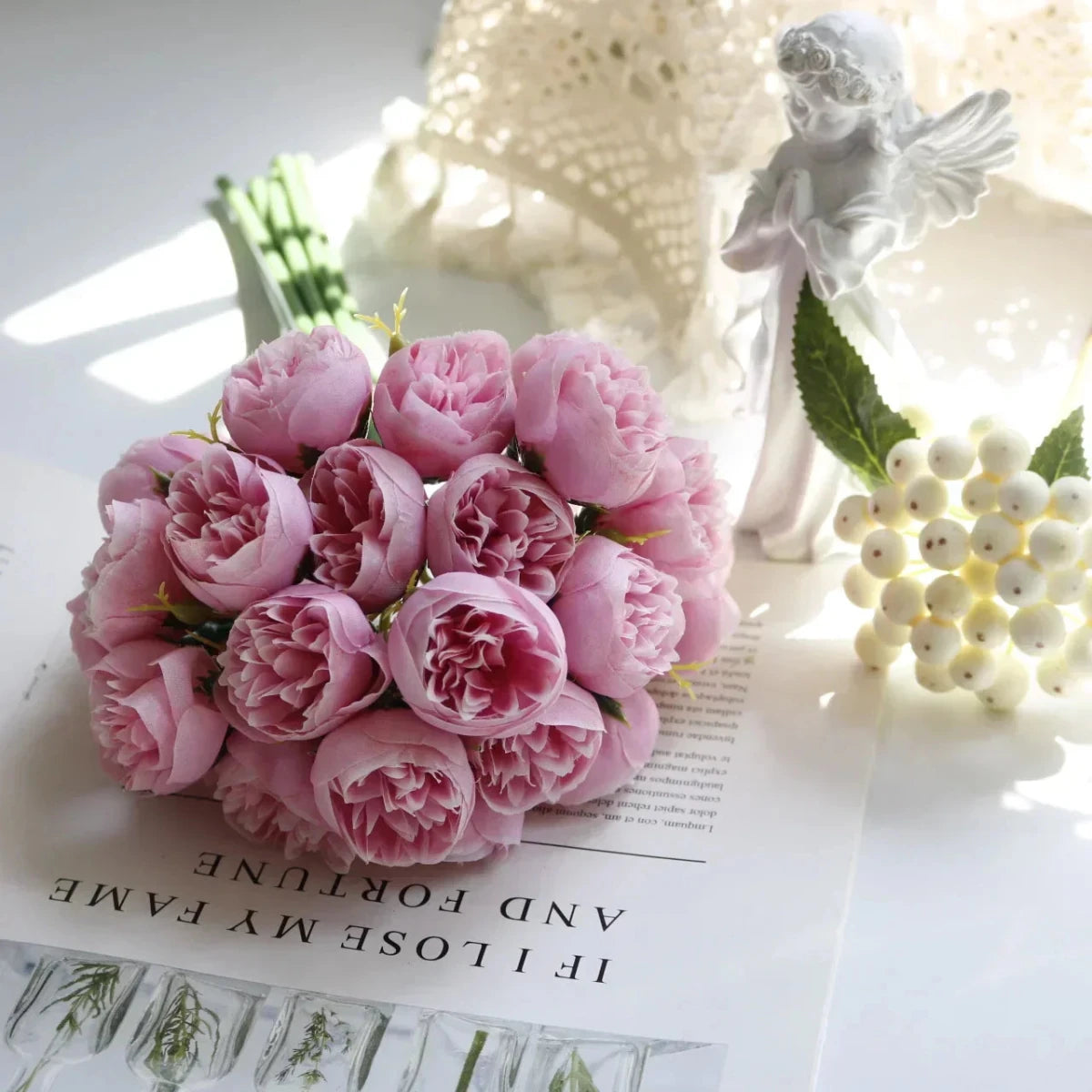 PEONIVA – Mazzo decorativo di fiori artificiali per vaso e tavolo