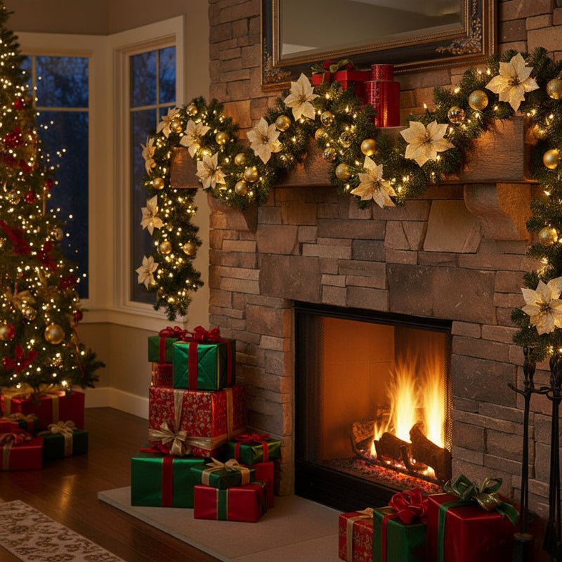 GLOWTWINE – Beleuchtete Weihnachtsgirlande aus Rattan mit warmweißen LED-Lichtern, 2,7 m