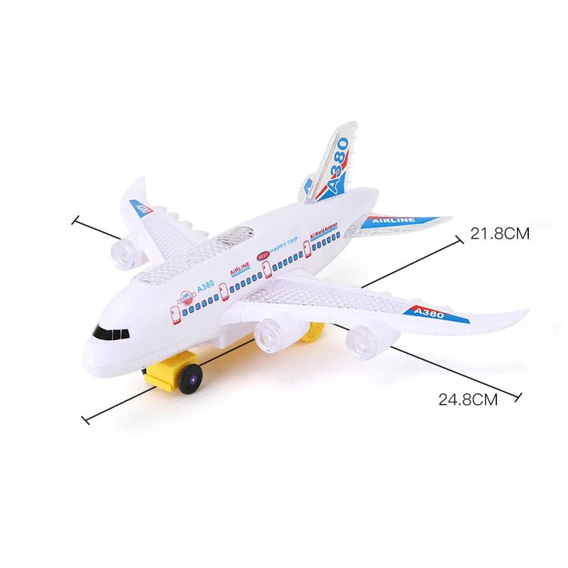 FLYGENIUS – Intelligent Music & Light Airplane Toy with Automatic Obstacle Navigation