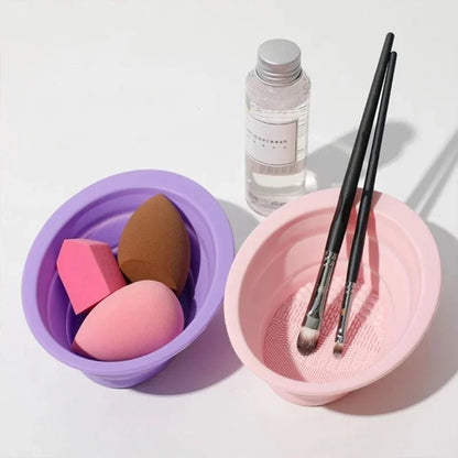 SILICLEAN – Nettoyant pliable pour pinceaux de maquillage en silicone avec bol de nettoyage