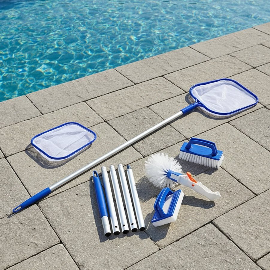 POOLPRO – Set completo per la pulizia della piscina con asta in alluminio