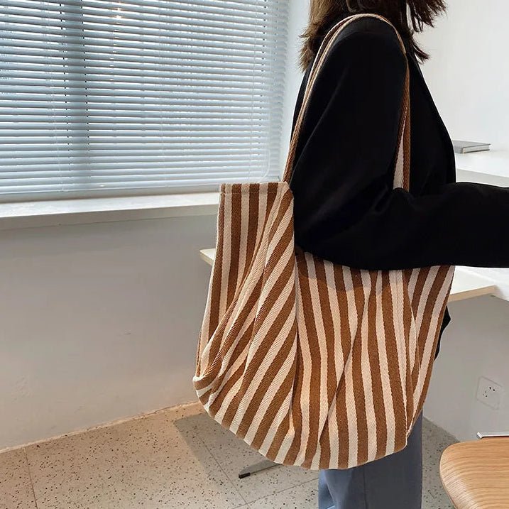TOTEVA – Bolsa de rayas con forma estable y cómodas correas largas para el hombro