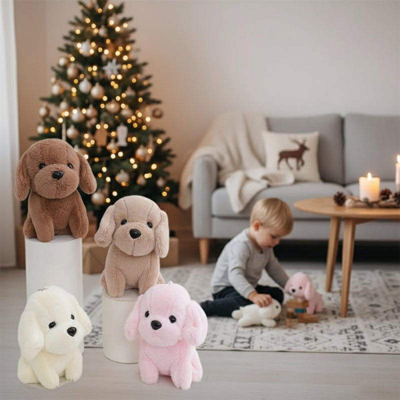 POOCHINI – Süßes 12 cm Mini-Hund-Plüschtier mit Anhänger für Taschen-Deko und Geschenkideen