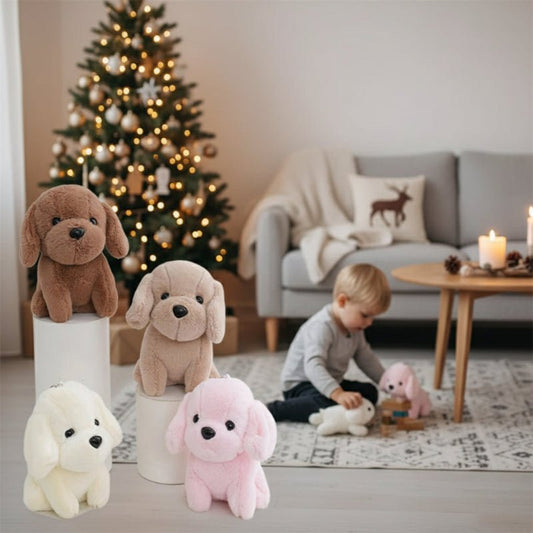 POOCHINI – Süßes 12 cm Mini-Hund-Plüschtier mit Anhänger für Taschen-Deko und Geschenkideen