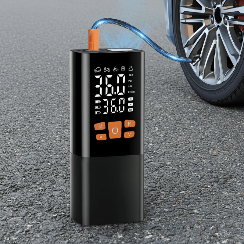 INFLATIQ – Compresseur d'air portable 180 PSI avec batterie 25000mAh et affichage numérique de la pression