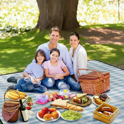 PICSTYLE – Karierte Picknickdecke wasserdicht mit praktischem Transportgurt