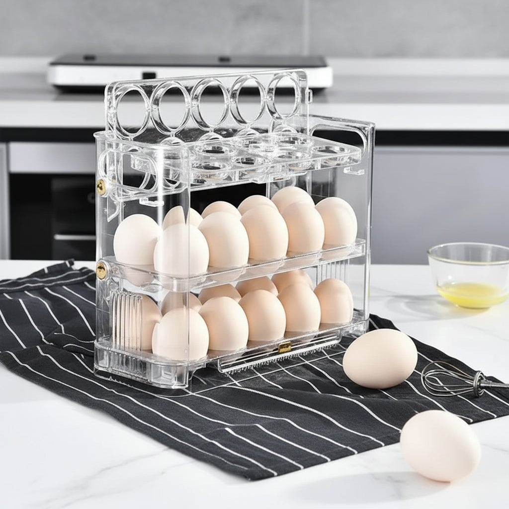 EGGFLOW – Organizzatore per uova con porta laterale per una conservazione ordinata in frigorifero