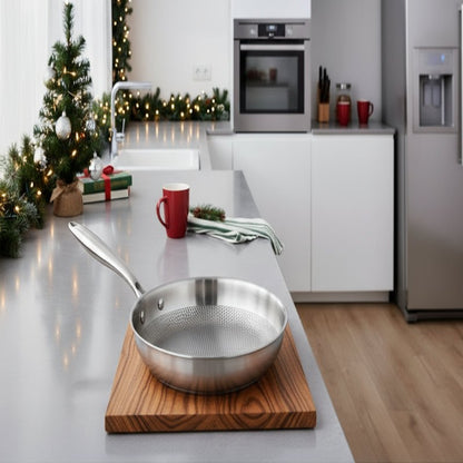 PANORIQ – 28/30 cm Edelstahl 304 Wokpfanne ohne Beschichtung für Gas- und Induktionsherde