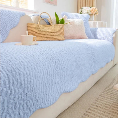 PLUSHCREAM – Dickes Tuft-Fleece Sofaüberwurf für warme Winter-Gemütlichkeit