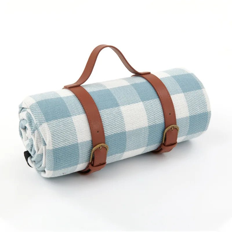 PICSTYLE – Karierte Picknickdecke wasserdicht mit praktischem Transportgurt