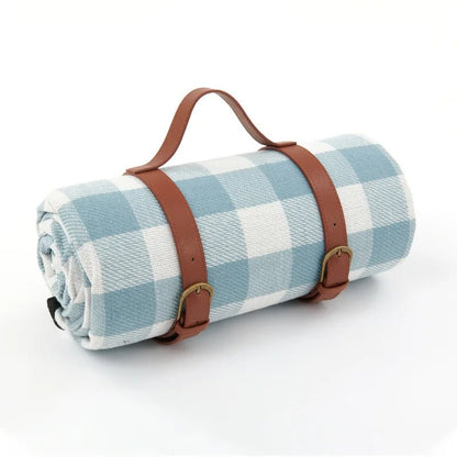 PICSTYLE – Karierte Picknickdecke wasserdicht mit praktischem Transportgurt
