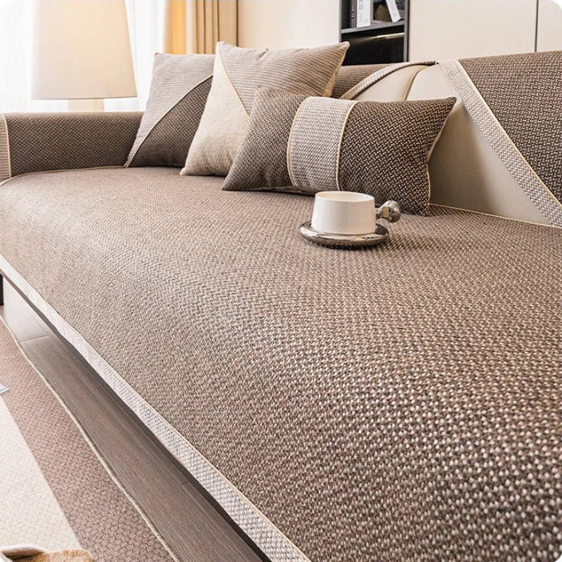 NATURWEFT – Funda antideslizante de algodón y lino para sofá para todas las estaciones