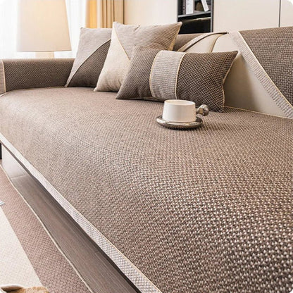 NATURWEFT – Funda antideslizante de algodón y lino para sofá para todas las estaciones