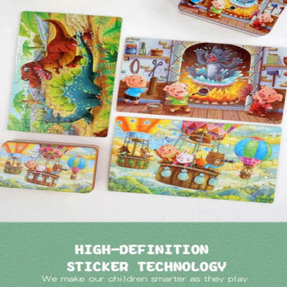 PUZZLIFY – Rompecabezas de madera colorido de 60 piezas para niños con motivos de animales y vehículos | Regalo de Navidad perfecto