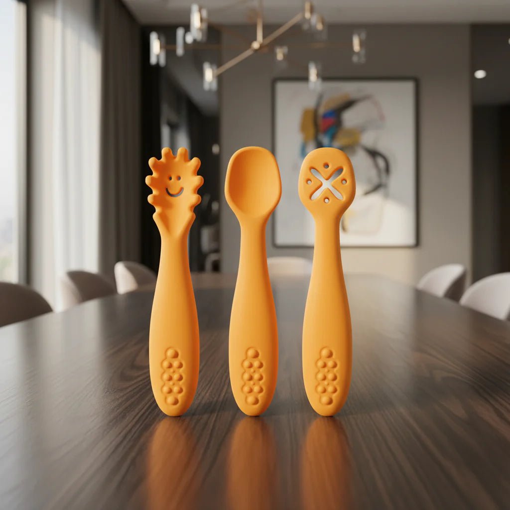 LERNSCHMAUS – Gentle Silicone Cutlery Set for Independent Eating Learning