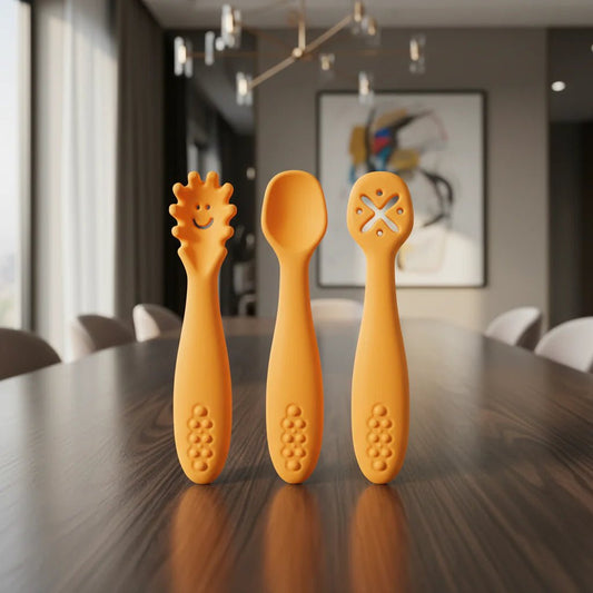 LERNSCHMAUS – Gentle Silicone Cutlery Set for Independent Eating Learning