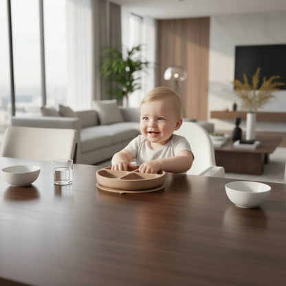 SAUGHALT KIDS – Piatto per bambini in silicone antiscivolo con base di aspirazione forte (senza BPA)