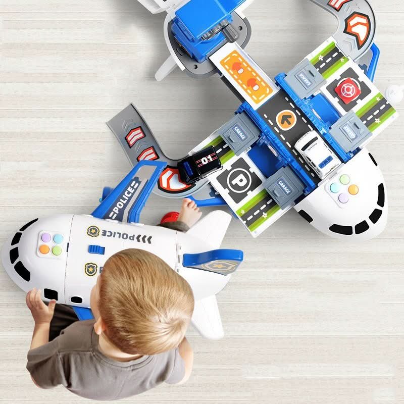 Playset Avion Garage Jouet Enfants Avion Ouvrable avec 4 Voitures Piste Playset Avion Garage Jouet Enfants Avion Ouvrable avec 4 Voitures Piste