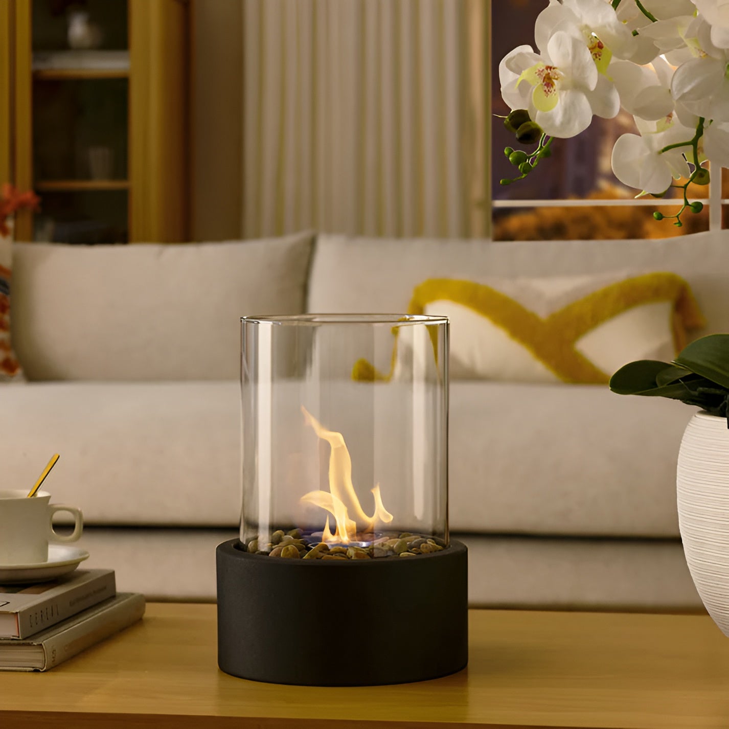 SleekFlame - Foyer de table sans fumée pour une utilisation intérieure et extérieure élégante