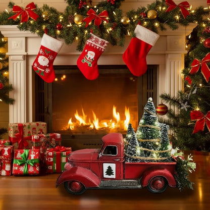 Sleighshift – Weihnachtsschmuck im Vintage-Stil mit rotem Truck und Mini-Baum 4