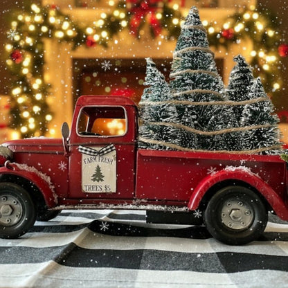 Sleighshift – Weihnachtsschmuck im Vintage-Stil mit rotem Truck und Mini-Baum 6