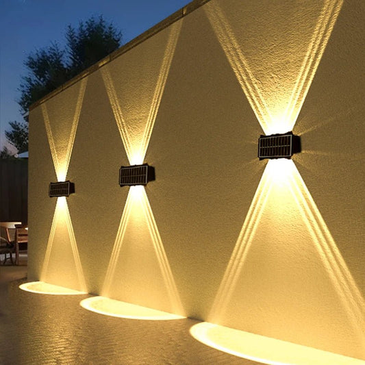 Solar-LED-Außenwandleuchte mit Einstellbarer Helligkeit und Farbwechsel IP65 0