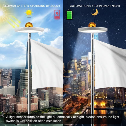 Solar-LED-Fahnenmastlicht - Automatische Beleuchtung für Flaggen mit IP67 Wetterfestigkeit und langer Akkulaufzeit 6