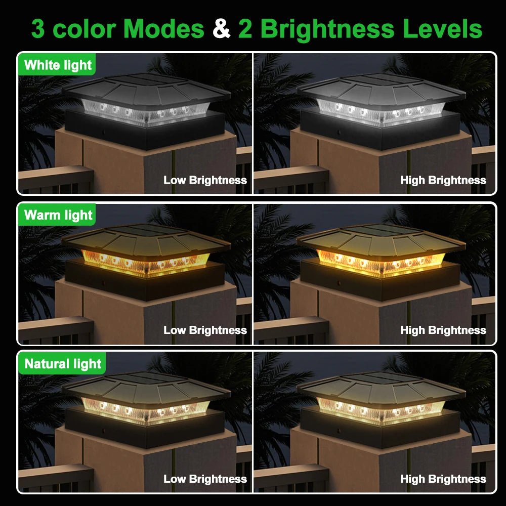 Solar-Pfostenleuchten - 3 Farbmodi LED Außenbeleuchtung für Garten & Terrasse 1