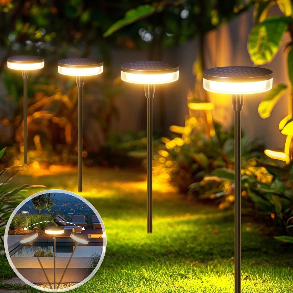 4er-Pack Solar-Zaunleuchten Mit 3 Farbmodi – Warmgelb, Warmweiß, Neutralweiß – IP65 Wasserdicht, Langer Akku, Für Garten & Terrasse