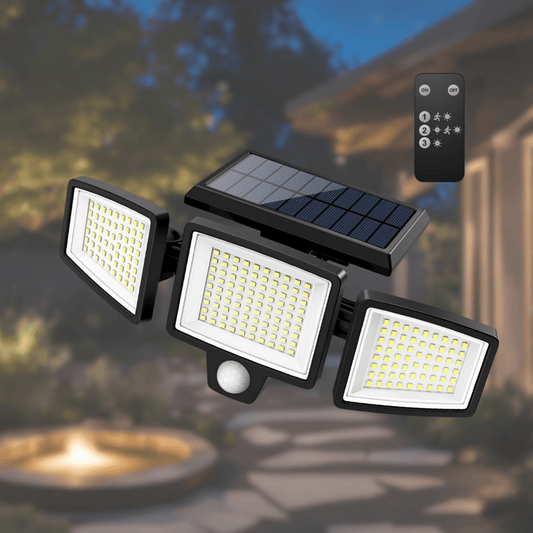 SUNDEFENSE – Solarbetriebenes Sicherheitslicht mit Bewegungssensor & Fernbedienung