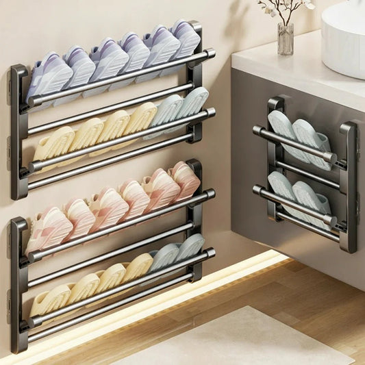 WANDORDNER – Wandmontiertes Schuhregal mit Ablauf für platzsparende Aufbewahrung