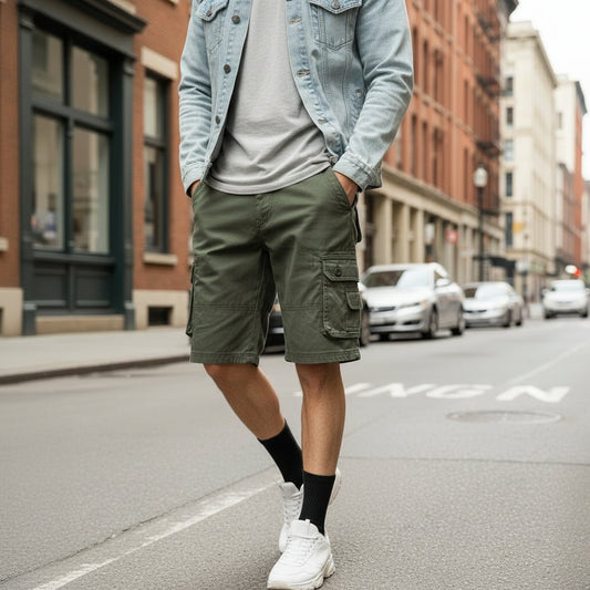 HIPHOPNEST – Pantaloncini classici da uomo con taglio bermuda ampio