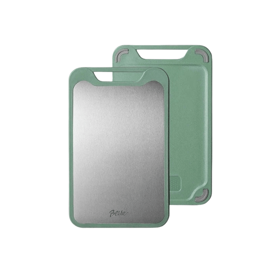 SteelEdge – Double-sided stainless steel cutting board with non-stick surface and juice groove