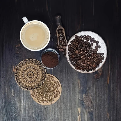 TABLEVA – Eleganter runder Holzuntersetzer mit Mandala-Design 4