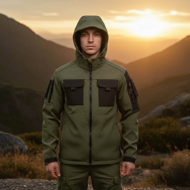 TACTIGUARD – Herren-Militär-Softshelljacke mit Kapuze und mehreren Taschen 0