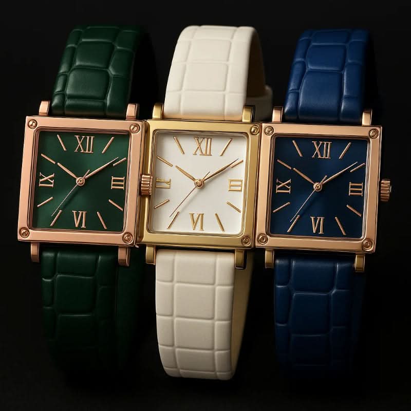 TERRATIME – Quadratische Uhr mit Bambusmuster und dünnem Profil 5