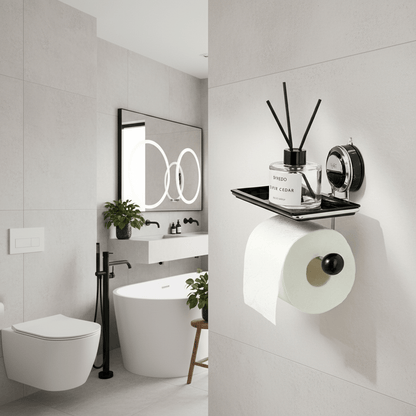 TISSUE TUG – Starker Halt, bohrfreier Halter für große Toilettenpapierrollen 0