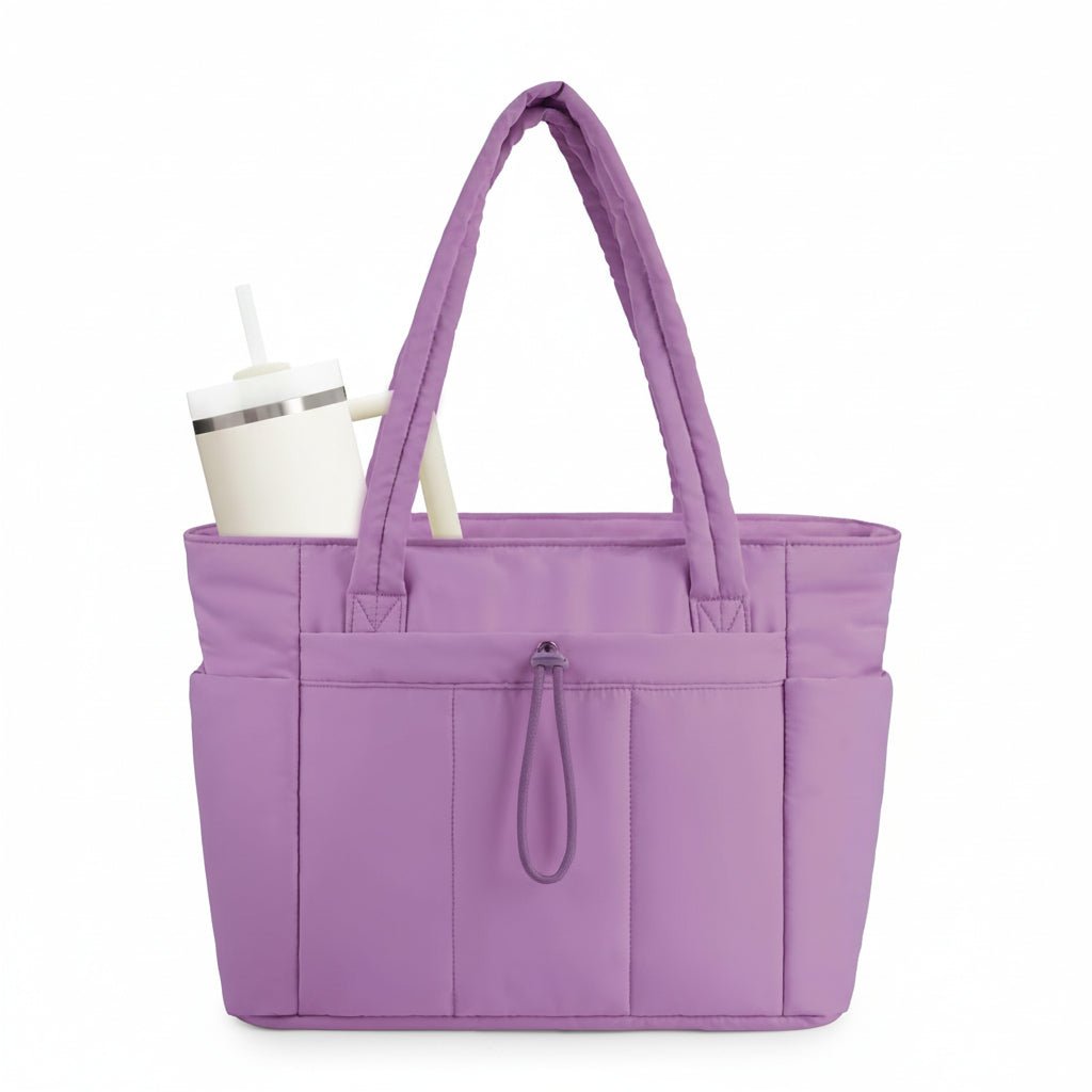 TOTEVA – Gesteppte Damen-Tragetasche mit Getränkehalter, Laptopfach und Trolleygurt 7