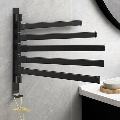 TOWELFLEX – Moderner, mattschwarzer Handtuchhalter mit 5 drehbaren Armen für platzsparende Aufbewahrung 0