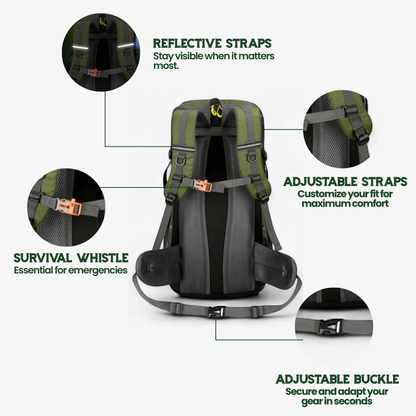 TrailPro 50L - Hiking backpack with breathable back panel & shoe compartment