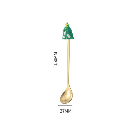 TREESPOON – Niedliches Edelstahl-Weihnachtsbaum-Kaffee- und Dessertlöffel-Set 10