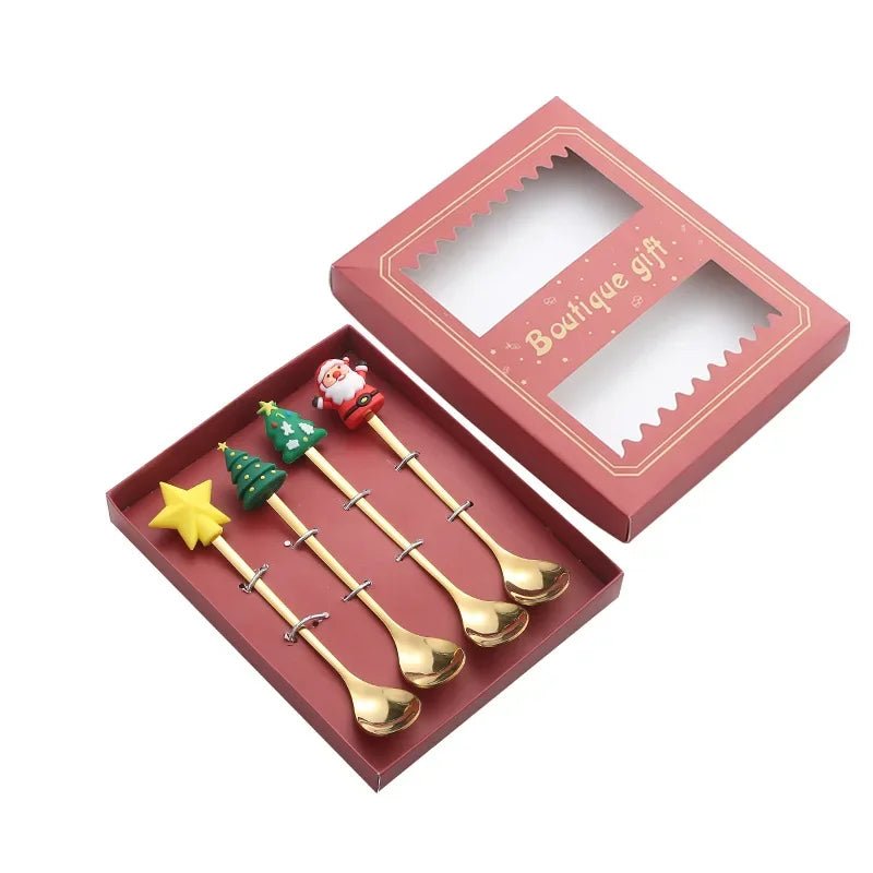 TREESPOON – Niedliches Edelstahl-Weihnachtsbaum-Kaffee- und Dessertlöffel-Set 16