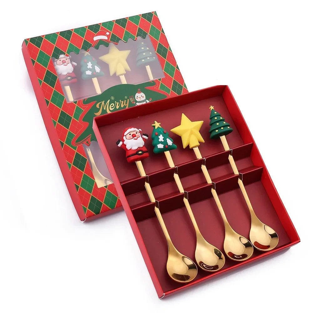 TREESPOON – Niedliches Edelstahl-Weihnachtsbaum-Kaffee- und Dessertlöffel-Set 18