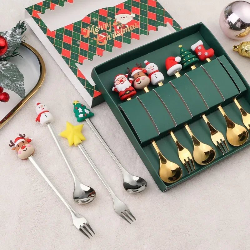 TREESPOON – Niedliches Edelstahl-Weihnachtsbaum-Kaffee- und Dessertlöffel-Set 5