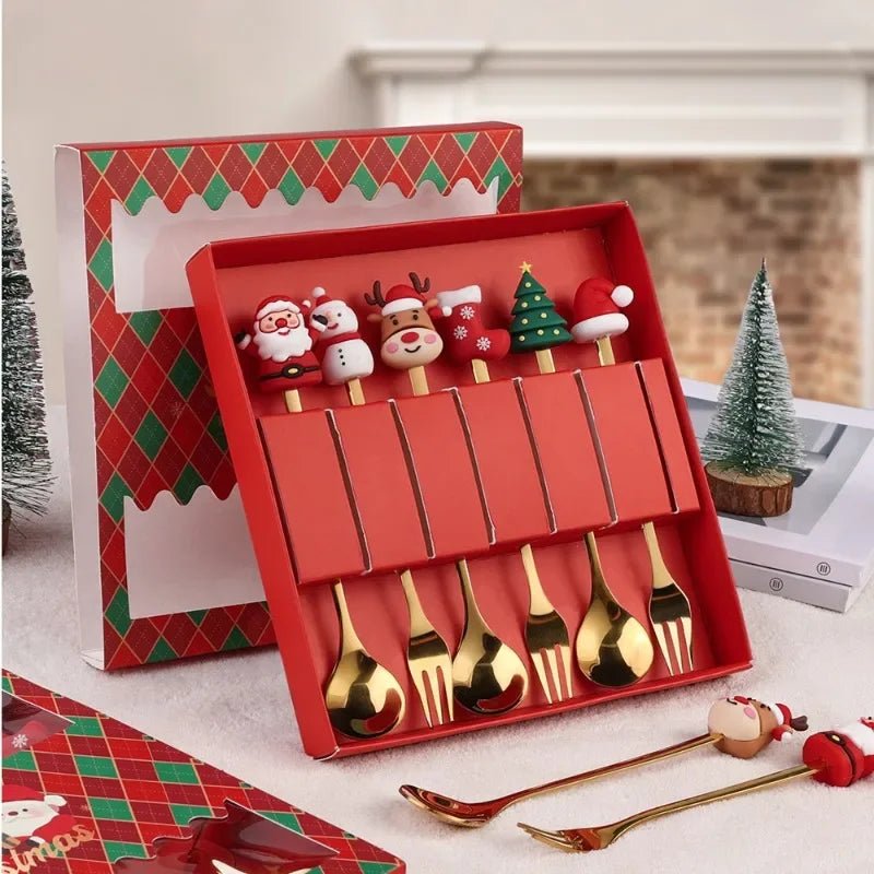 TREESPOON – Niedliches Edelstahl-Weihnachtsbaum-Kaffee- und Dessertlöffel-Set 6