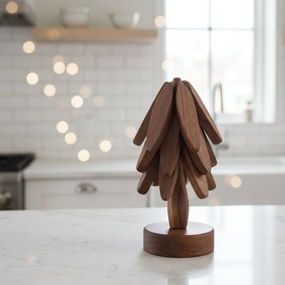 TREESTAND – 4-teiliges Set Untersetzer und Tischsets aus Bambusholz, hitzebeständig 0