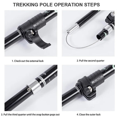 TrekLite - Ultralight 5-piece telescopic trekking poles for mountain and hiking tours