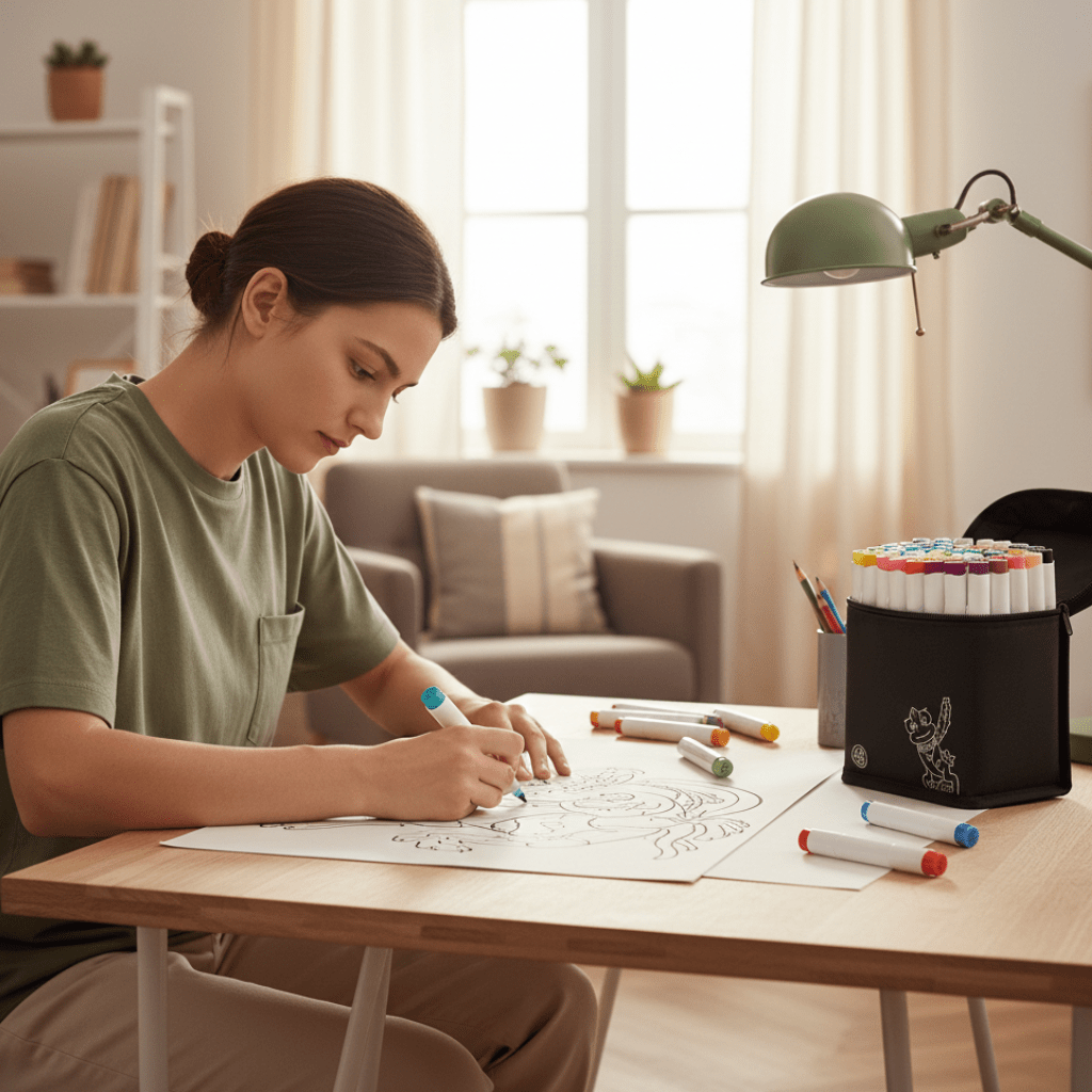 TWINBRUSH – Marker-Set mit zwei Spitzen und 48 satten Alkohol-Tinten zum Skizzieren, Mischen und Schattieren 3